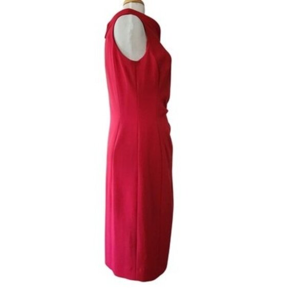 TAHARI Sleeveless Asymmetrical Ruched Sheath Dress Women's Size 8 Burgundy Red - Picture 5 of 12